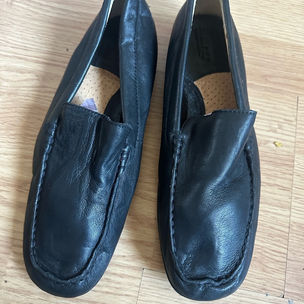 Born Classic Black Leather Slip-On Loafers